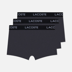 Комплект мужских трусов Lacoste Underwear 3-Pack Iconic Waist Logo, цвет серый, размер S