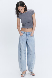 брюки джинсовые женские Джинсы barrel fit широкие с декоративными швами Befree