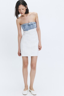 платье джинсовое женское Платье-бандо джинсовое с открытыми срезами Befree
