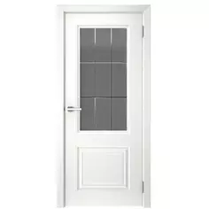 Дверь межкомнатная остеклённая с замком и петлями в комплекте Скин 2 90x200 см эмаль цвет белый Без бренда