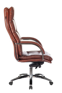 Кресло офисное Бюрократ T-9927SL руководителя, цвет светло-коричневый Leather Eichel кожа крестовина металл хром