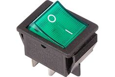 Выключатель Rexant 06-0304-B клавишный 250V 16А (4с) ON-OFF зеленый с подсветкой (RWB-502, SC-767, IRS-201-1)