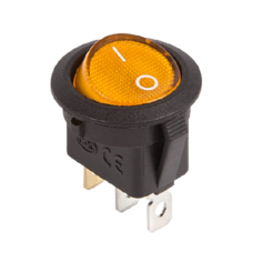 Выключатель Rexant 36-2587 клавишный круглый 12V 20А (3с) ON-OFF желтый с подсветкой (RWB-214)