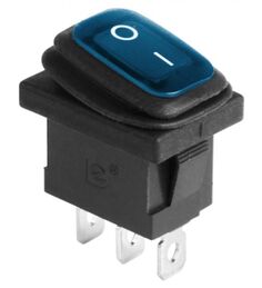 Выключатель Rexant 36-2176 клавишный 250V 6А (3с) ON-OFF синий с подсветкой Mini ВЛАГОЗАЩИТА