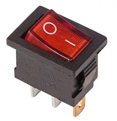 Выключатель Rexant 36-2150 клавишный 250V 6А (3с) ON-OFF красный с подсветкой Mini (RWB-206, SC-768)