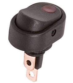 Выключатель Rexant 36-2715 клавишный 12V 30А (3с) ON-OFF черный ОВАЛ с красной подсветкой (RWB-523, ASW-20D-2)