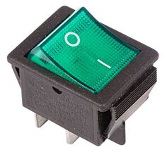 Выключатель Rexant 36-2332-1 клавишный 250V 16А (4с) ON-OFF зеленый с подсветкой (RWB-502, SC-767, IRS-201-1)