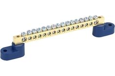 Шина Rexant 11-2330 «N» нулевая 6х9 мм на двух угловых синих изоляторах 16 групп