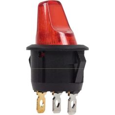 Выключатель Rexant 36-2590 клавишный круглый 12V 16А (3с) ON-OFF красный с подсветкой (RWB-224, SС-214)