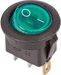 Выключатель Rexant 36-2573 клавишный круглый 250V 6А (3с) ON-OFF зеленый с подсветкой (RWB-214, SC-214, MIRS-101-8)