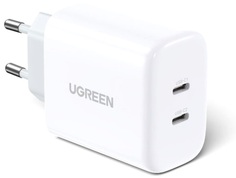 Зарядное устройство сетевое UGREEN CD243 10343_ 2*USB Type-C, 40W, цвет: белый