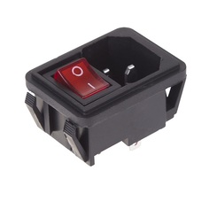 Выключатель Rexant 36-2270 клавишный 250V 10А (4с) ON-OFF красный с подсветкой и штекером C14 3PIN