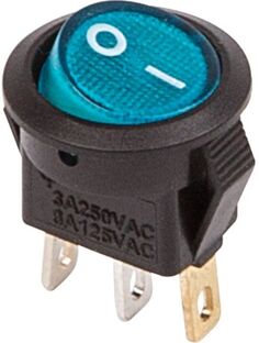 Выключатель Rexant 36-2531 клавишный круглый 250V 3А (3с) ON-OFF синий с подсветкой Micro (RWB-106, SC-214)