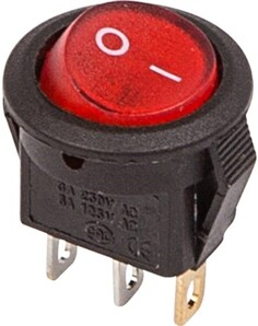 Выключатель Rexant 36-2530 клавишный круглый 250V 3А (3с) ON-OFF красный с подсветкой Micro (RWB-106, SC-214)
