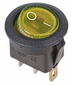 Выключатель Rexant 36-2572 клавишный круглый 250V 6А (3с) ON-OFF желтый с подсветкой (RWB-214, SC-214, MIRS-101-8)