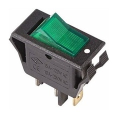 Выключатель Rexant 36-2226 клавишный 250V 15А (3с) ON-OFF зеленый с подсветкой (RWB-413, SC-788)