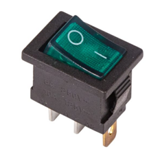Выключатель Rexant 36-2153 клавишный 250V 6А (3с) ON-OFF зеленый с подсветкой Mini (RWB-206, SC-768)