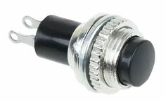 Выключатель Rexant 36-3330 кнопка металл 220V 2А (2с) OFF-(ON) диам. 10.2 черная Mini (RWD-213)