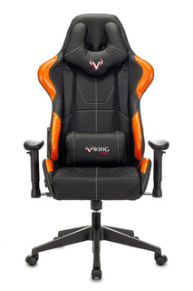 Кресло игровое Бюрократ VIKING 5 AERO ORANGE цвет черный/оранжевый, искусственная кожа, с подголов. крестовина пластик