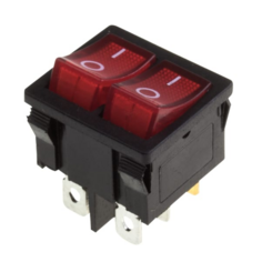 Выключатель Rexant 36-2160 клавишный 250V 6А (6с) ON-OFF красный с подсветкой ДВОЙНОЙ Mini (RWB-305)