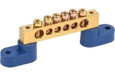 Шина Rexant 11-2332 «N» нулевая 8х12 мм на двух угловых синих изоляторах 6 групп