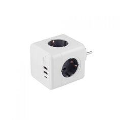 Разветвитель RocketSocket GN1205 230 В, 16 А, IP20, 4 розетки, 3 USB 2A+C с блоком 5В/3.0А, защитные шторки, цвет серый