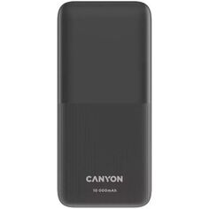 Аккумулятор внешний универсальный Canyon PB-1010 10000mAh, Li-pol, QC, USB-C PD, USB-A, microUSB, black
