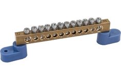 Шина Rexant 11-2335 «N» нулевая 8х12 мм на двух угловых синих изоляторах 12 групп