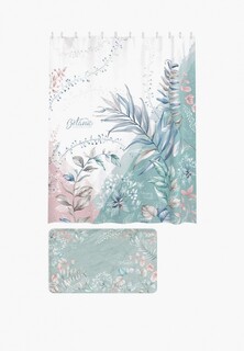 Штора для ванной Valiant в наборе с ковриком, BOTANIC