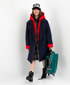 Пальто из плотной матовой плащовки синее Gulliver (164)