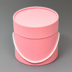 Подарочная коробка, круглая, розовая,с шнурком, 12 х 12 см NO Brand