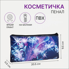 Косметичка-пенал на молнии, пвх, цвет синий NO Brand