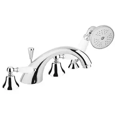 Смеситель на борт ванны хром, ручки белые Cezares First FIRST-BVD-01-Bi