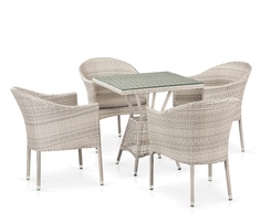 Комплект плетеной мебели T706/Y350A-W85-70x70 4Pcs Latte Afina