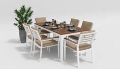 Обеденная группа Bella white 180 бежевая Gardenini