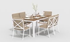 Обеденная группа Bella white 180 бежевая Gardenini