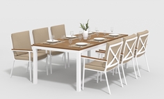 Обеденная группа Bella white 220 бежевая Gardenini