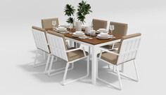 Обеденная группа Bella Voglie white 180 бежевая Gardenini