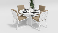 Обеденная группа Voglie Round White бежевая Gardenini