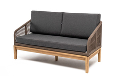 Плетеный 2-местный диван из дуба Канны серо-коричневый 4sis