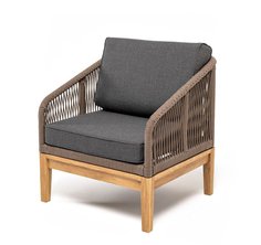 Плетеное кресло из роупа Канны дуб, серо-коричневое 4sis