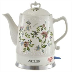 Чайник электрический Delta Lux, Цветы DL-1239, 1.5 л, 1500 Вт, скрытый нагревательный элемент, фарфор