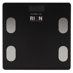 Весы напольные электронные, Rion, BB-701-1, стекло, до 180 кг, Bluetooth, LCD-дисплей, черные