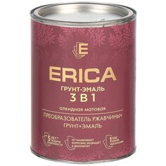 Грунт-эмаль Erica, по ржавчине, быстросохнущая, алкидная, желтая, 0.8 кг