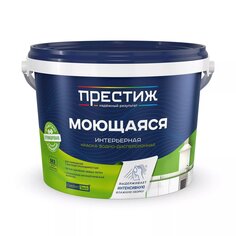 Краска воднодисперсионная, Престиж, W-4, акриловая, универсальная, моющаяся, влагостойкая, матовая, супербелая, 2.7 кг