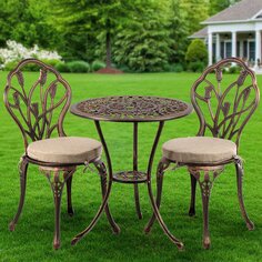 Мебель садовая Green Days, Феникс, стол, 60х68 см, 2 стула, подушка, алюминий литой, WKL-712