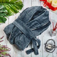 Халат унисекс, махровый, 100% полиэстер, голубой, 115х130х55 см, универсальный, AI-0404023