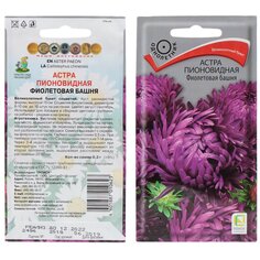 Семена Цветы, Астра, Фиолетовая башня, 0.3 г, пионовидная, цветная упаковка, Поиск