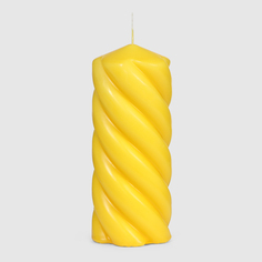 Свеча столбик витой Home Interiors желтый 8х20 см