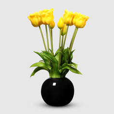 Тюльпаны Конэко-О 10153_Х2_10160 в черном кашпо 45 см